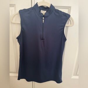 Greg Norman Collection Blue Fitted Zippered Tank Top